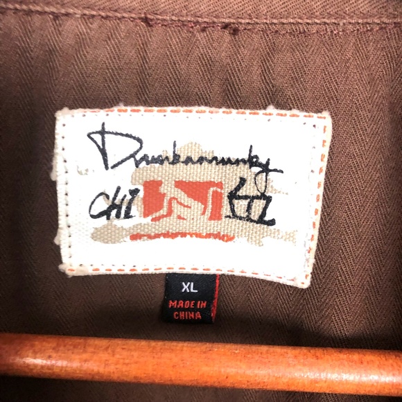 DrunknMunky Brown Button Down Shirt XL - Picture 5 of 8